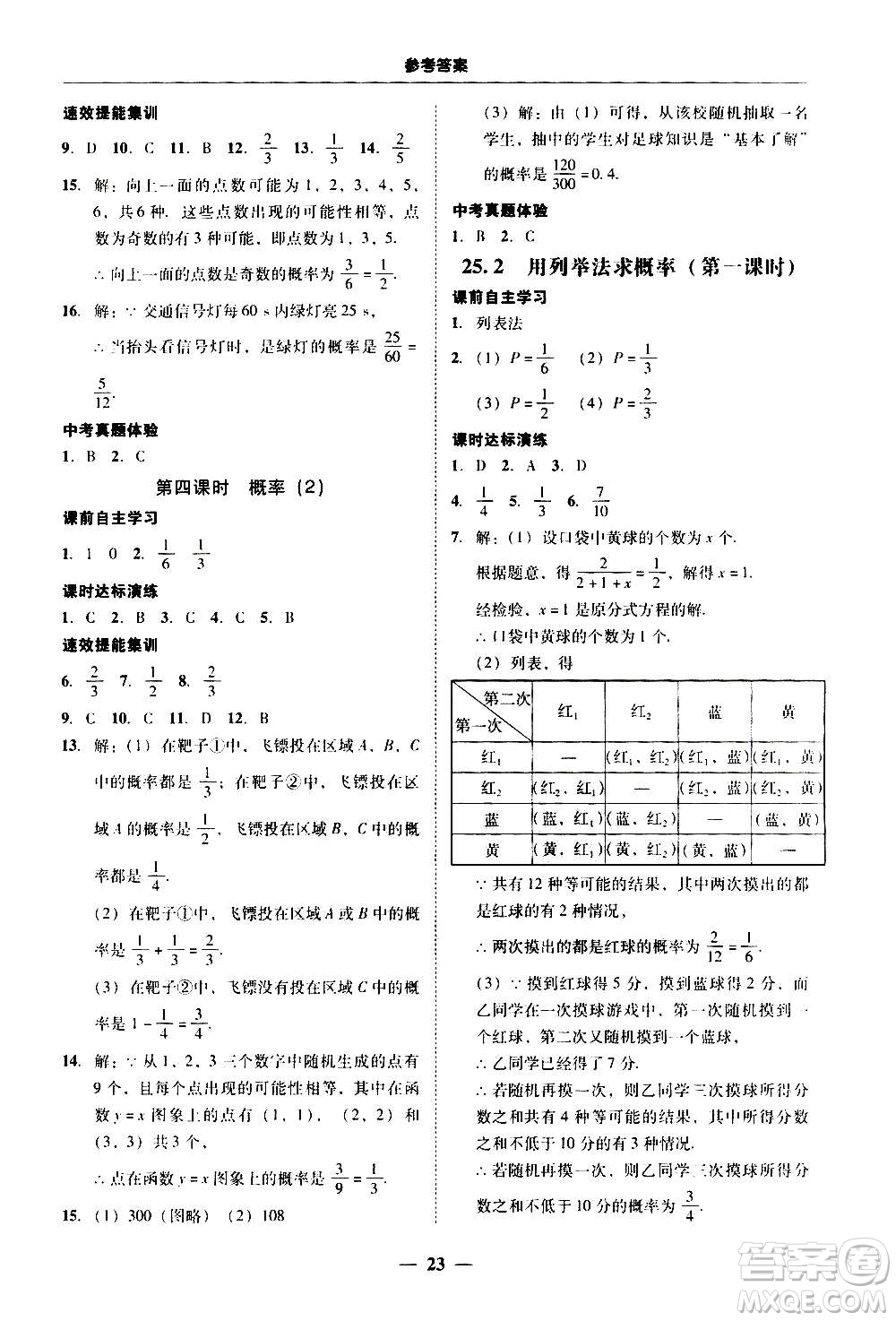 2020年南粵學(xué)典學(xué)考精練數(shù)學(xué)九年級(jí)全一冊(cè)人教版參考答案