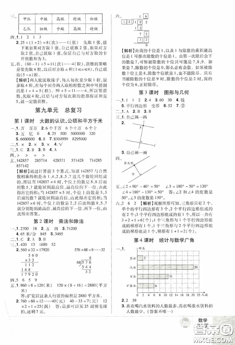 江西美術(shù)出版社2020學(xué)海樂(lè)園四年級(jí)數(shù)學(xué)上冊(cè)人教版答案