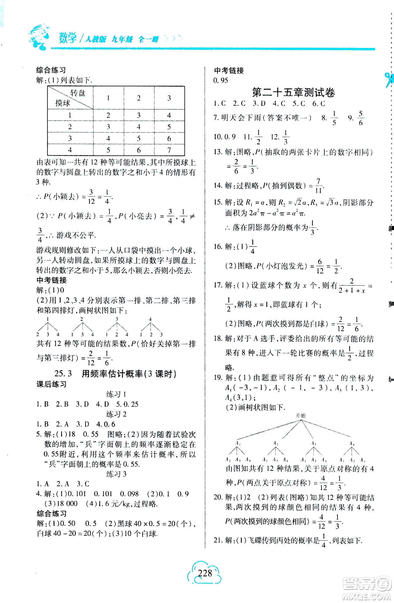 二十一世紀出版社2020年新課程新練習(xí)數(shù)學(xué)九年級全一冊人教版A版答案