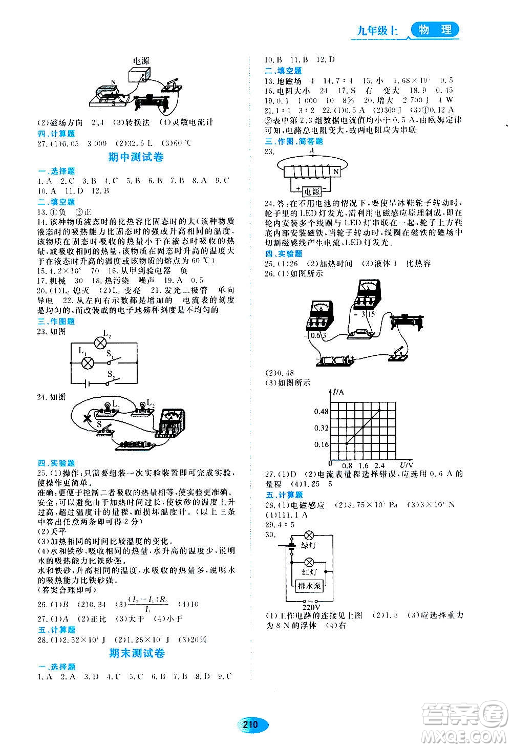 黑龍江教育出版社2020年資源與評價物理九年級上冊教科版參考答案