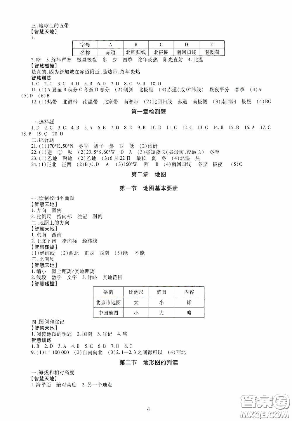 明天出版社2020智慧學(xué)習(xí)七年級地理上冊人教版答案