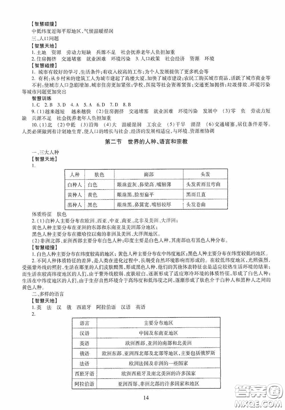 明天出版社2020智慧學(xué)習(xí)七年級地理上冊人教版答案