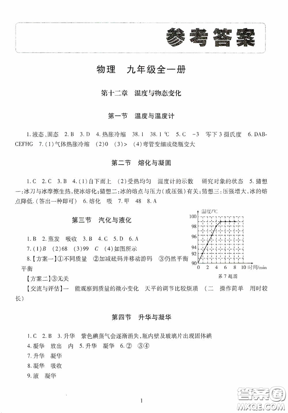 明天出版社2020智慧學(xué)習(xí)九年級(jí)物理全一冊(cè)人教版答案