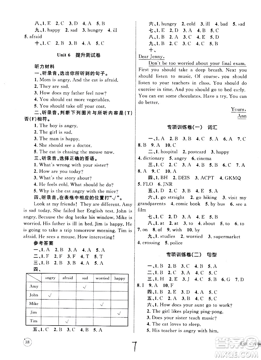 2020年優(yōu)化設(shè)計(jì)單元測試卷英語六年級(jí)上冊(cè)RJ人教版答案