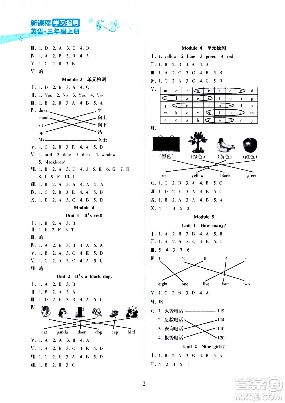 海南出版社2020年新課程學(xué)習(xí)指導(dǎo)英語(yǔ)三年級(jí)上冊(cè)人教版答案