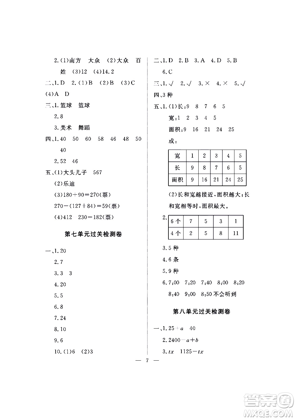 海南出版社2020年新課程學(xué)習(xí)指導(dǎo)測試卷數(shù)學(xué)五年級上冊蘇教版答案