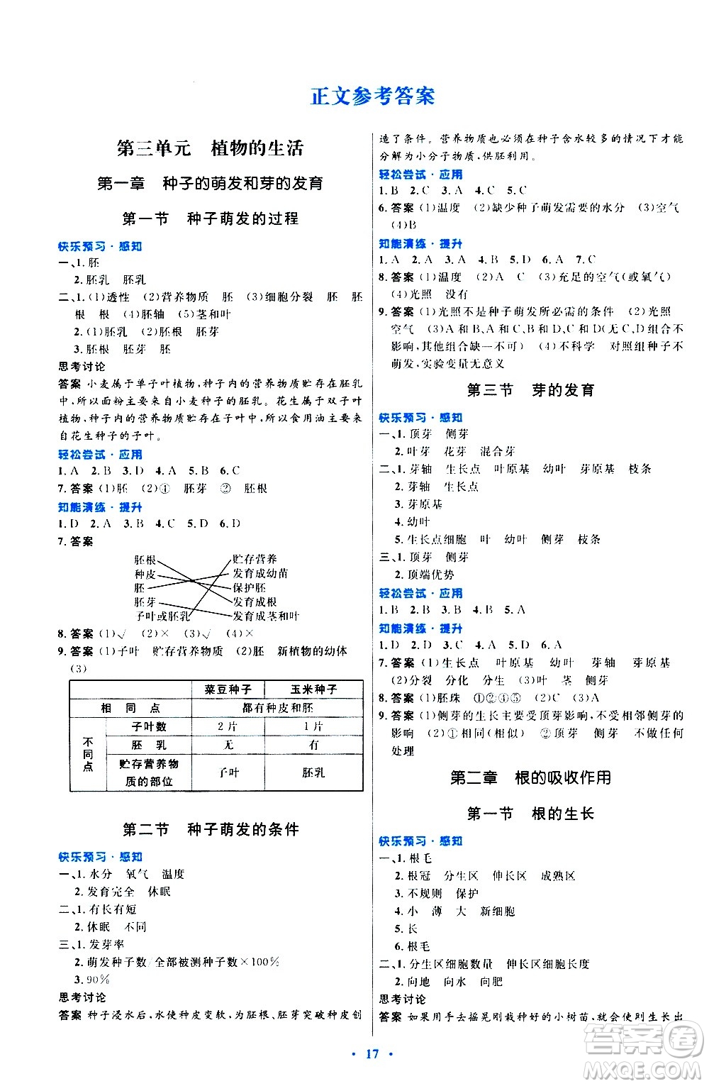 知識出版社2020初中同步測控優(yōu)化設計生物八年級上冊冀少版答案