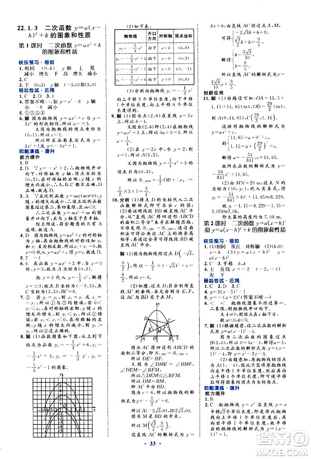 人民教育出版社2020初中同步測控優(yōu)化設(shè)計數(shù)學(xué)九年級全一冊人教版答案