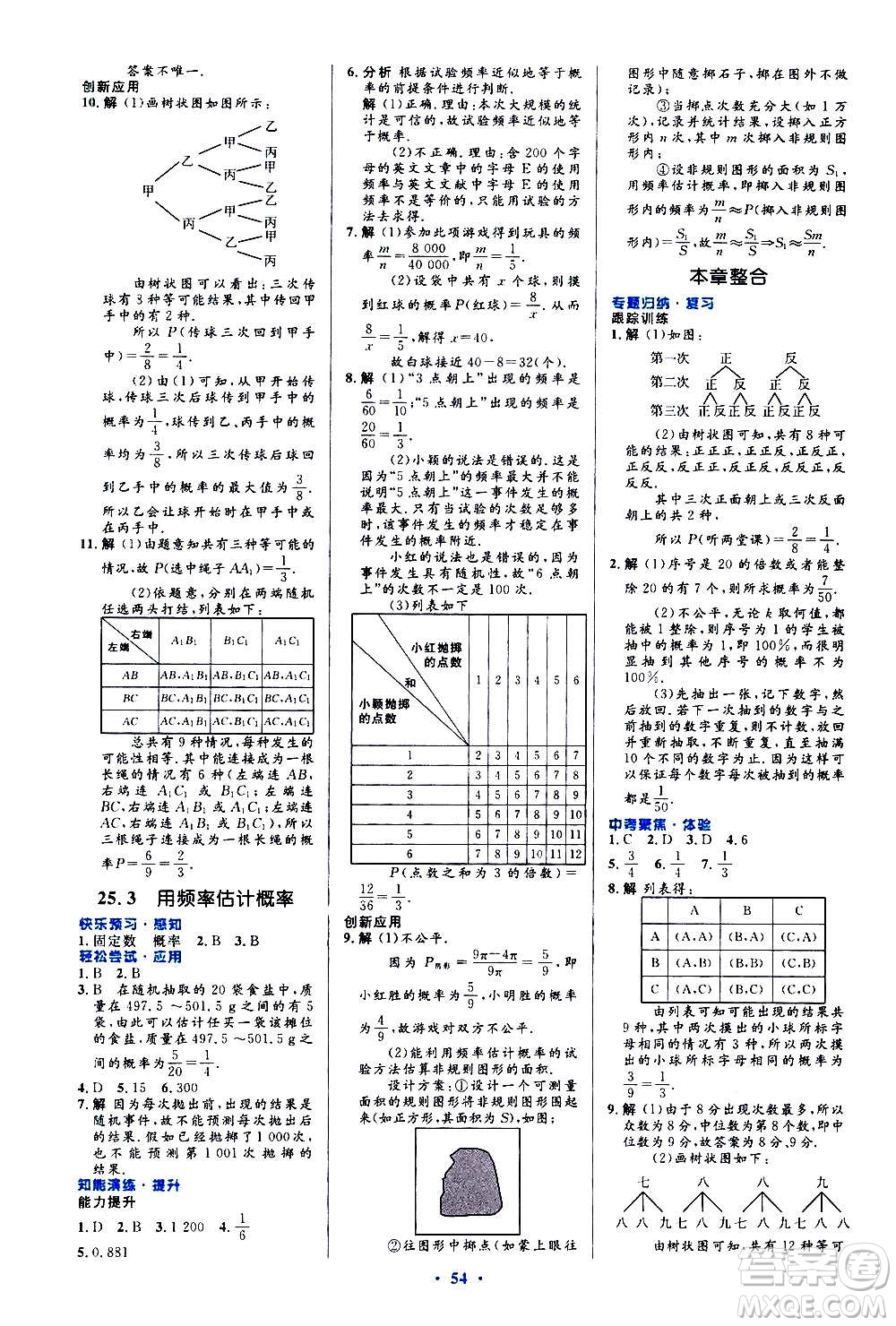 人民教育出版社2020初中同步測控優(yōu)化設(shè)計數(shù)學(xué)九年級全一冊人教版答案