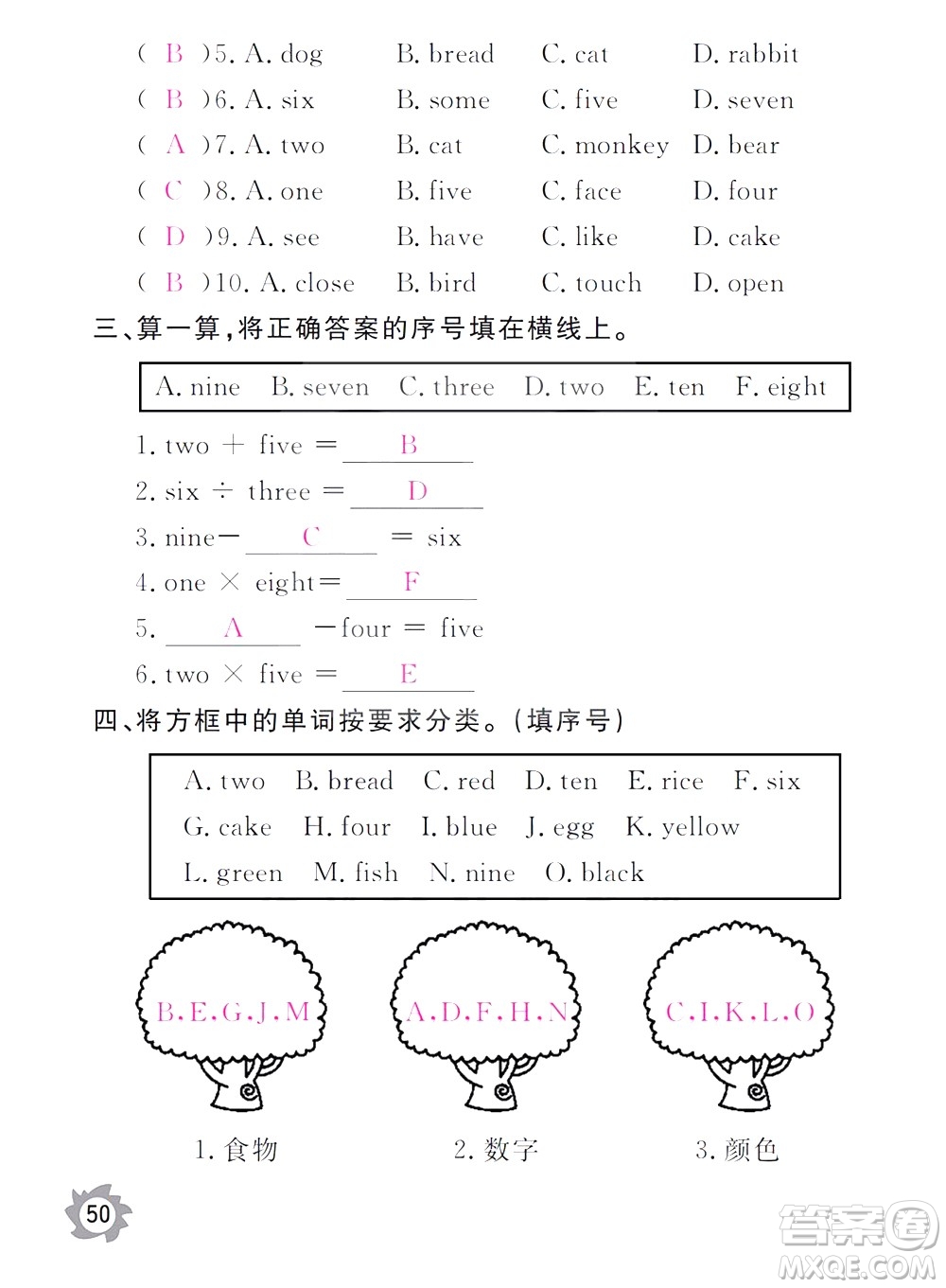 江西教育出版社2020年芝麻開花課堂作業(yè)本英語三年級上冊PEP人教版答案