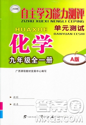 廣西教育出版社2020年自主學(xué)習能力測評單元測試化學(xué)九年級全一冊A版答案