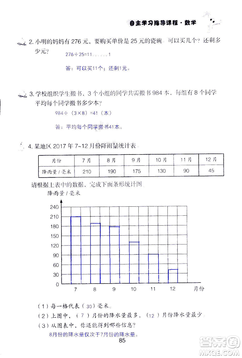 山東教育出版社2020年自主學(xué)習(xí)指導(dǎo)課程數(shù)學(xué)四年級(jí)上冊(cè)人教版答案