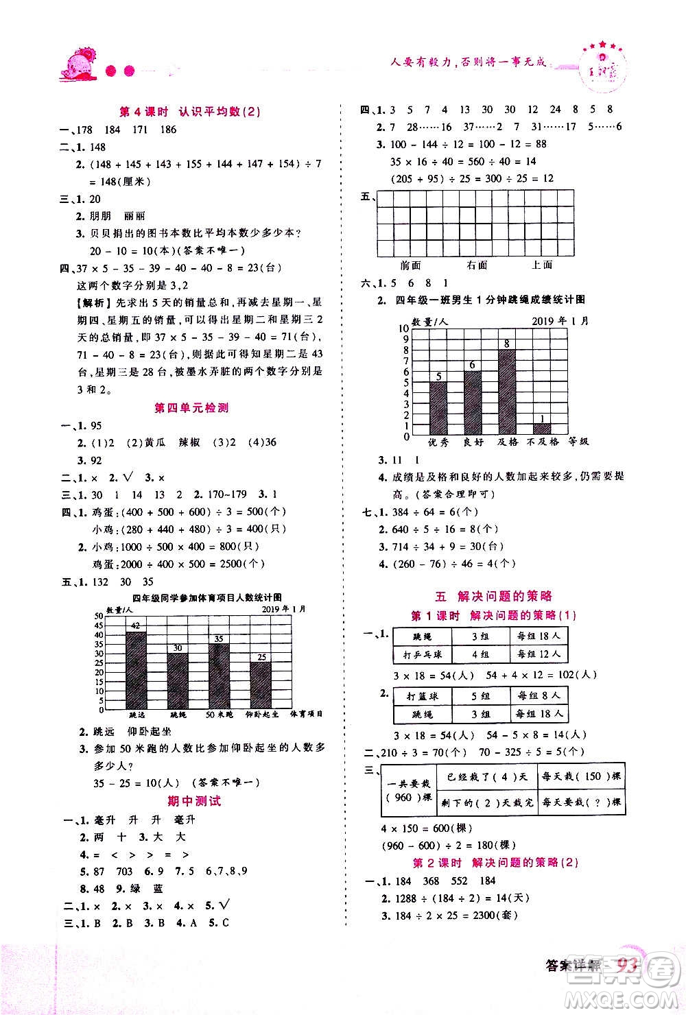 2020秋王朝霞創(chuàng)維新課堂同步優(yōu)化訓練數(shù)學四年級上冊SJ蘇教版答案