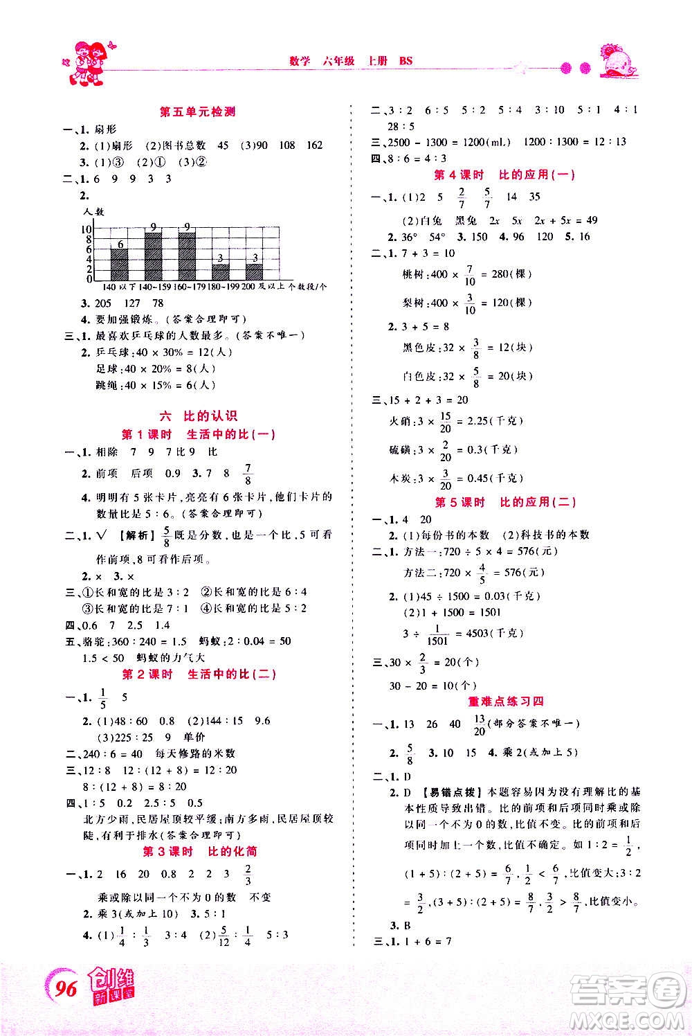 2020秋王朝霞創(chuàng)維新課堂同步優(yōu)化訓(xùn)練數(shù)學(xué)六年級(jí)上冊(cè)BS北師大版答案