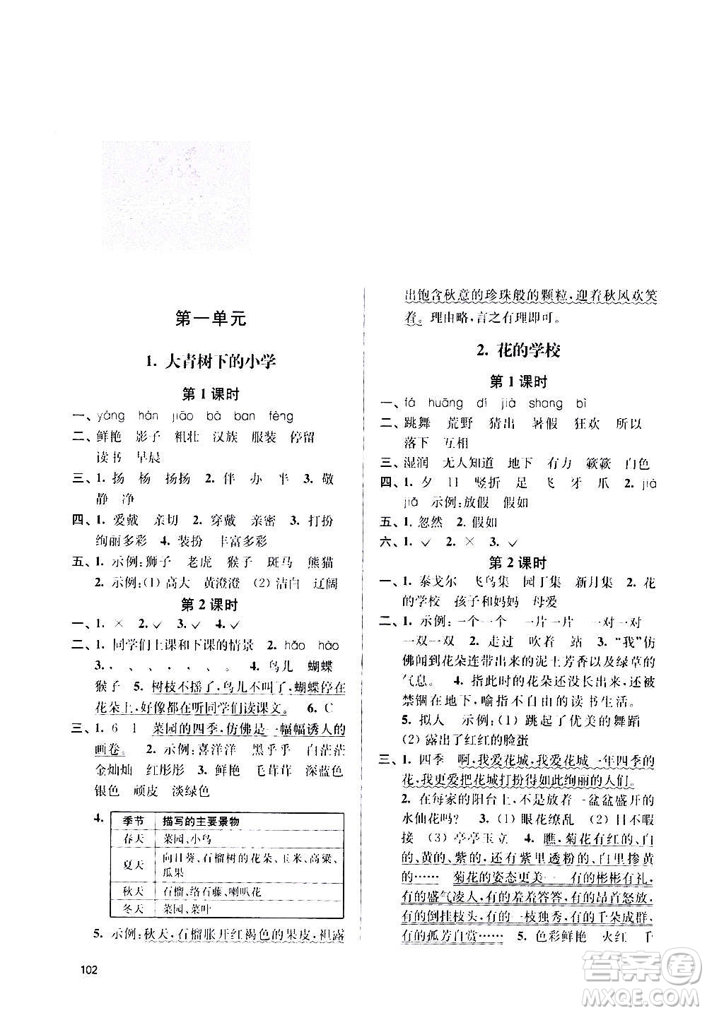 南京大學(xué)出版社2020年課時天天練語文三年級上冊人教版答案