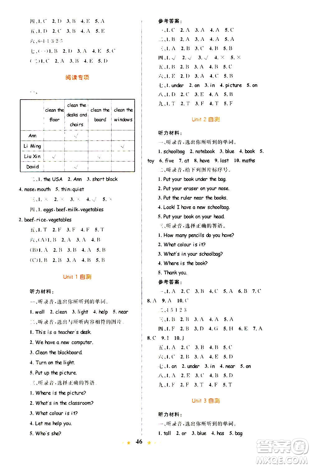 知識出版社2020小學同步測控全優(yōu)設計超人天天練英語四年級上冊RJ人教版答案