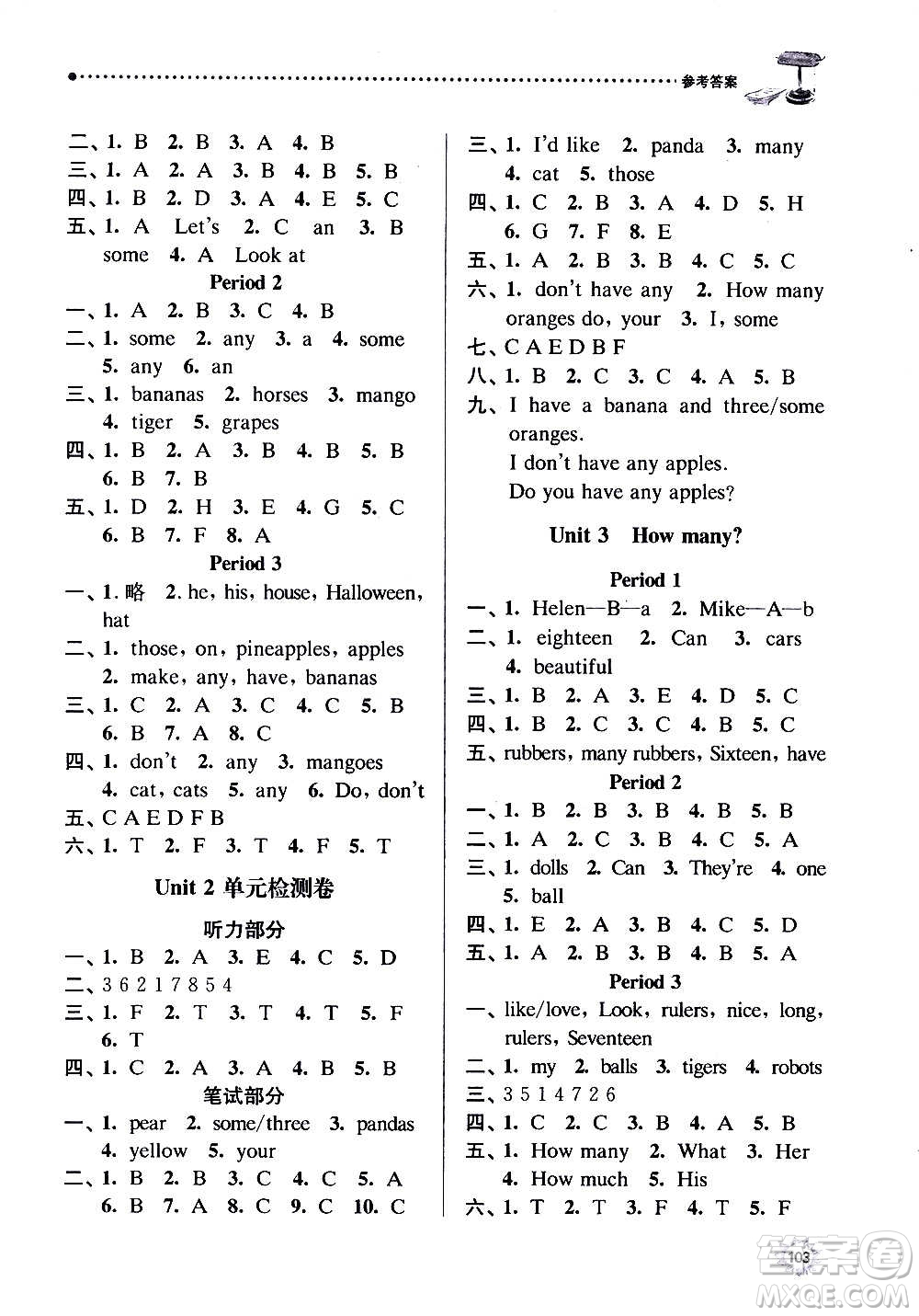 南京大學(xué)出版社2020年課時(shí)天天練英語四年級(jí)上冊(cè)譯林版答案