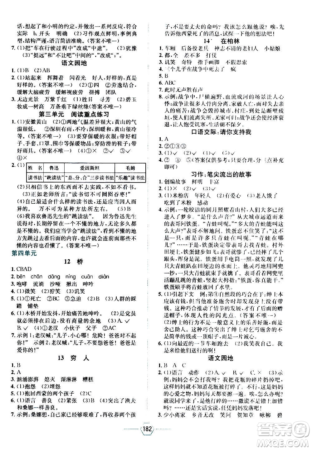 現(xiàn)代教育出版社2020年走向優(yōu)等生六年級(jí)語(yǔ)文上冊(cè)部編版答案