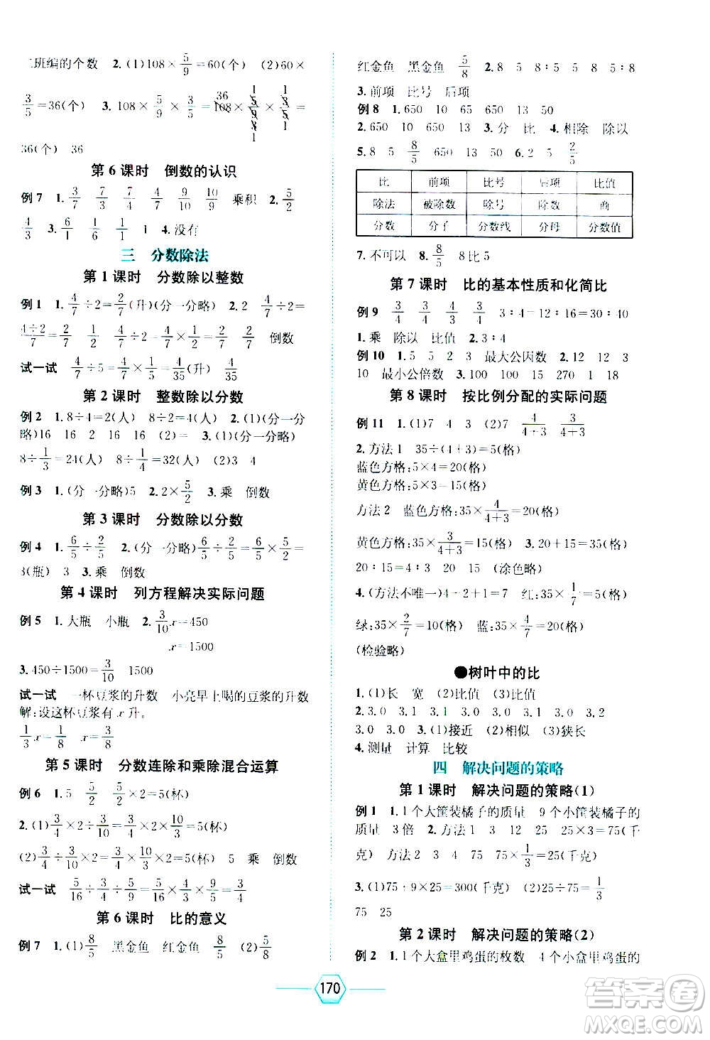 現(xiàn)代教育出版社2020年走向優(yōu)等生六年級(jí)數(shù)學(xué)上冊(cè)江蘇版答案