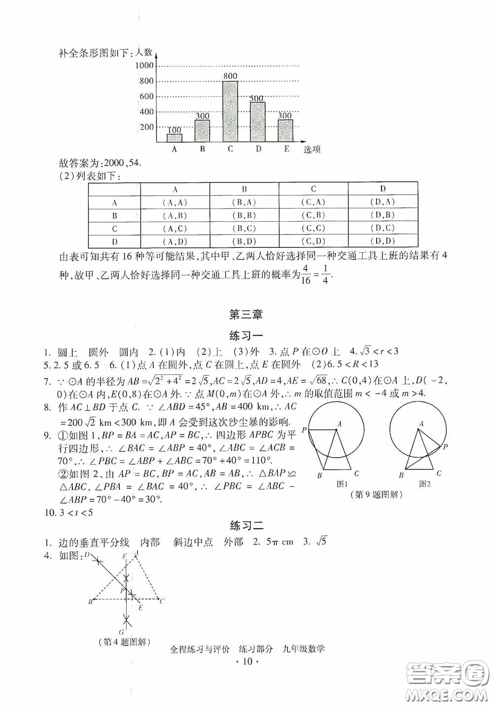 浙江人民出版社2020全程練習(xí)與評(píng)價(jià)九年級(jí)數(shù)學(xué)全一冊(cè)ZH版答案