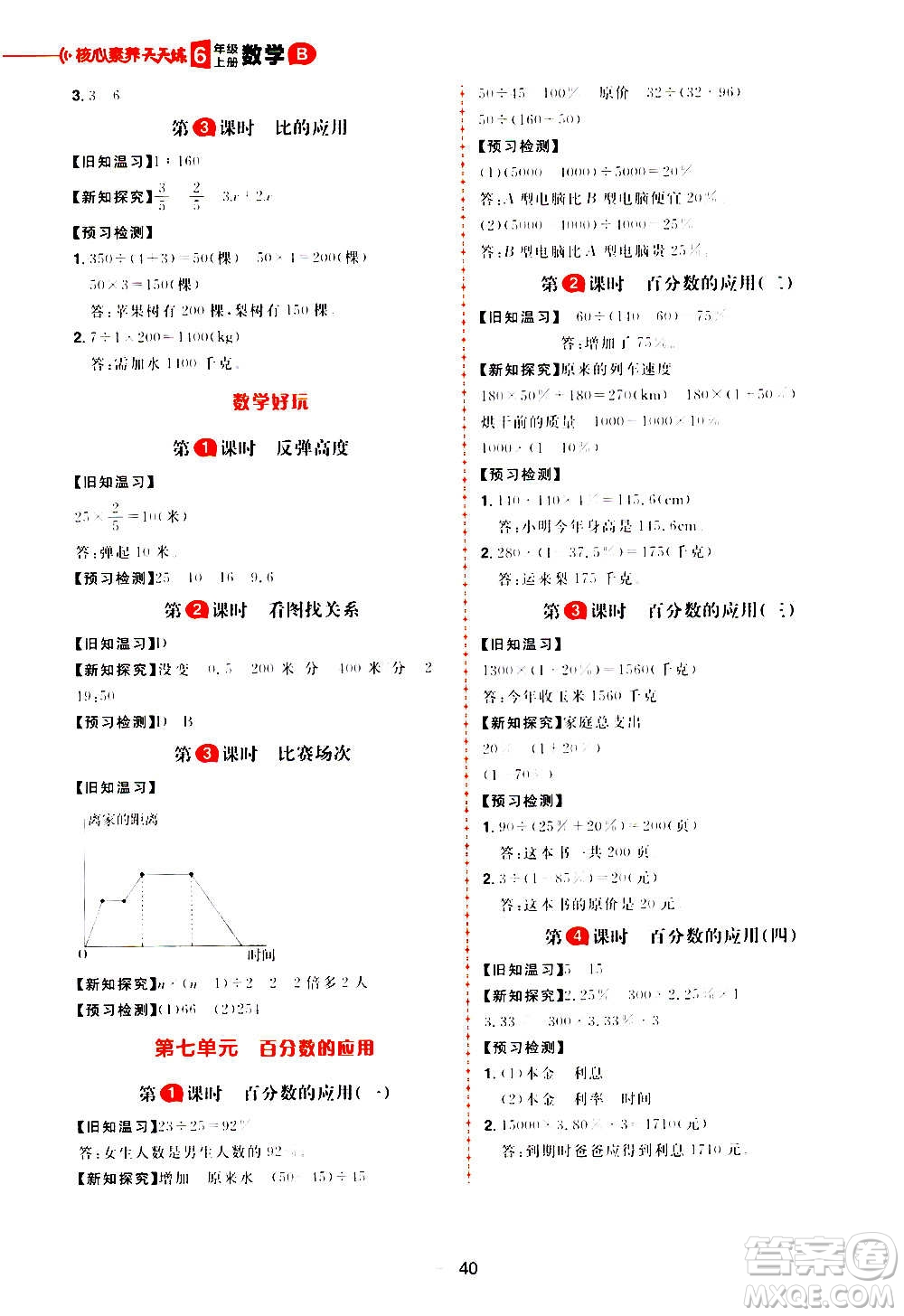 南方出版社2020秋核心素養(yǎng)天天練六年級上冊數學B北師大版答案