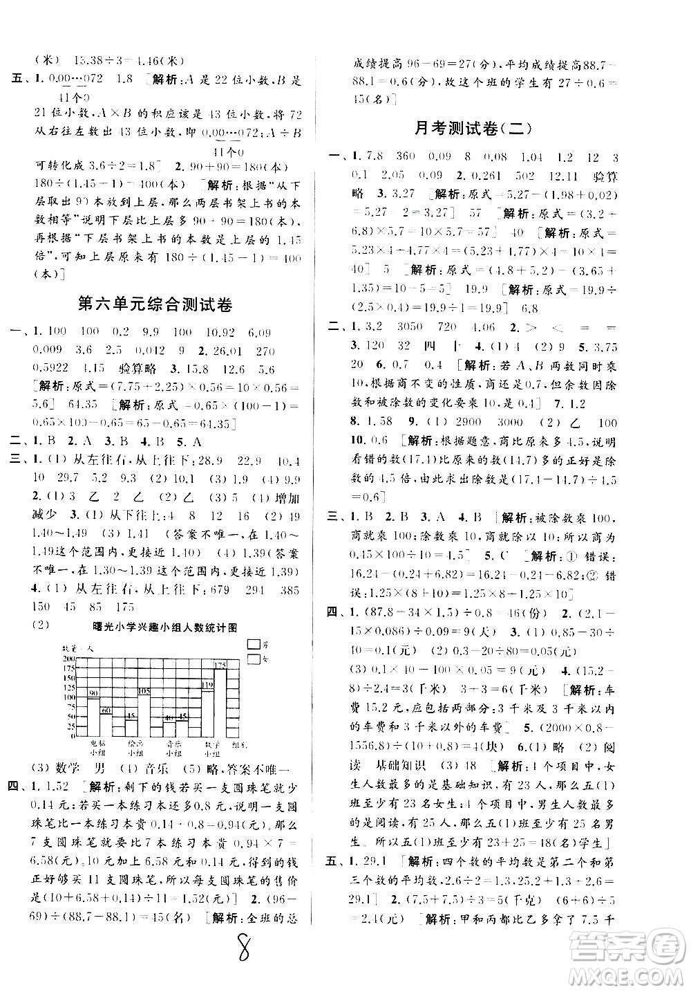 2020年亮點(diǎn)給力大試卷數(shù)學(xué)五年級(jí)上冊(cè)江蘇國(guó)際版答案