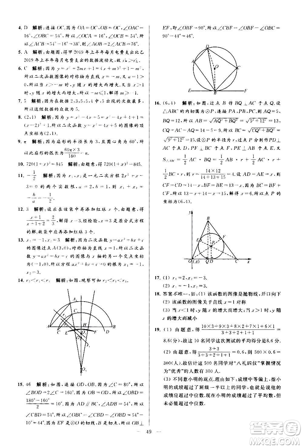 新世紀出版社2020秋季亮點給力大試卷數學九年級上冊蘇教版答案