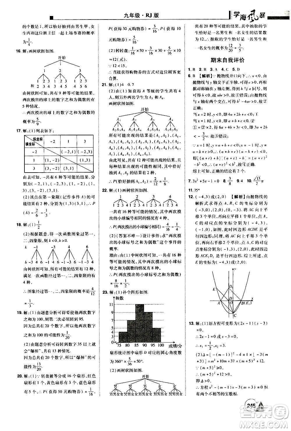 江西美術出版社2020學海風暴數(shù)學九年級上冊RJ人教版答案