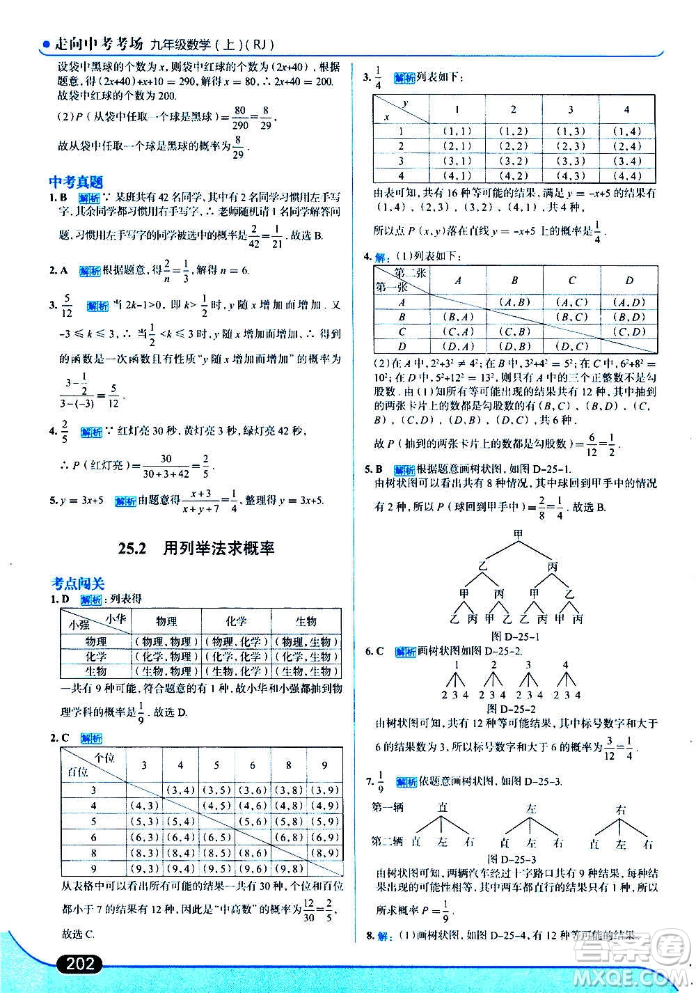 現(xiàn)代教育出版社2020走向中考考場九年級數(shù)學(xué)上冊RJ人教版答案