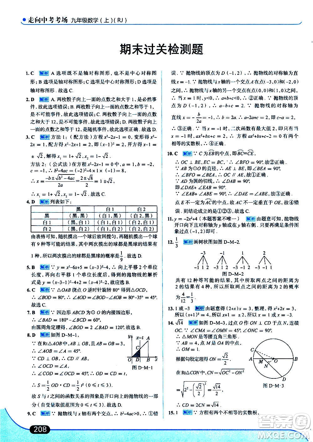 現(xiàn)代教育出版社2020走向中考考場九年級數(shù)學(xué)上冊RJ人教版答案