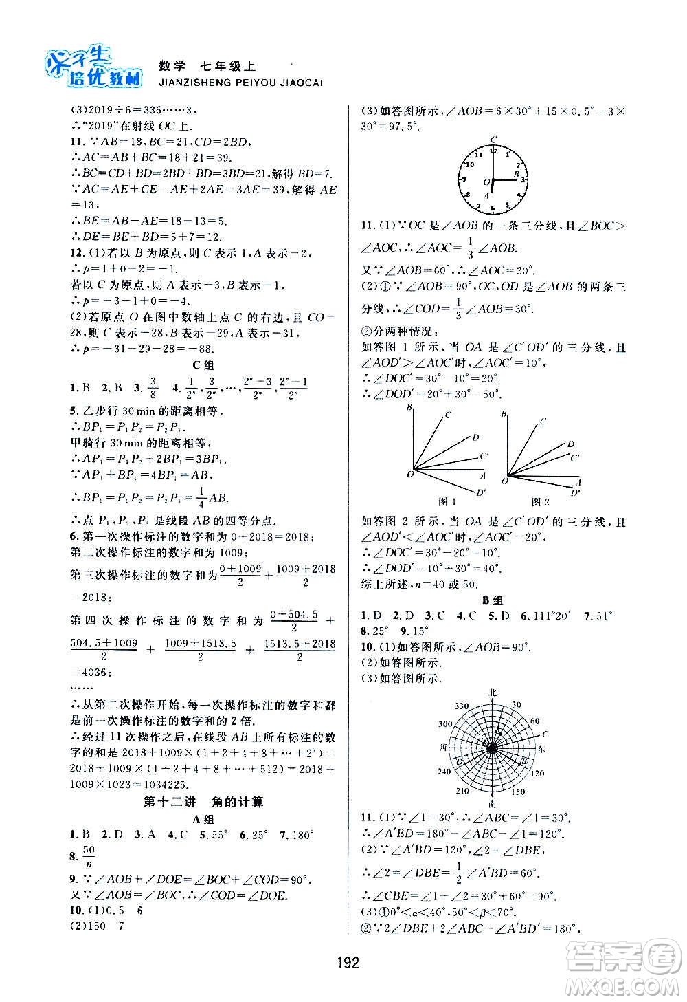 浙江教育出版社2020尖子生培優(yōu)教材七年級上冊數(shù)學(xué)浙教版雙色版答案