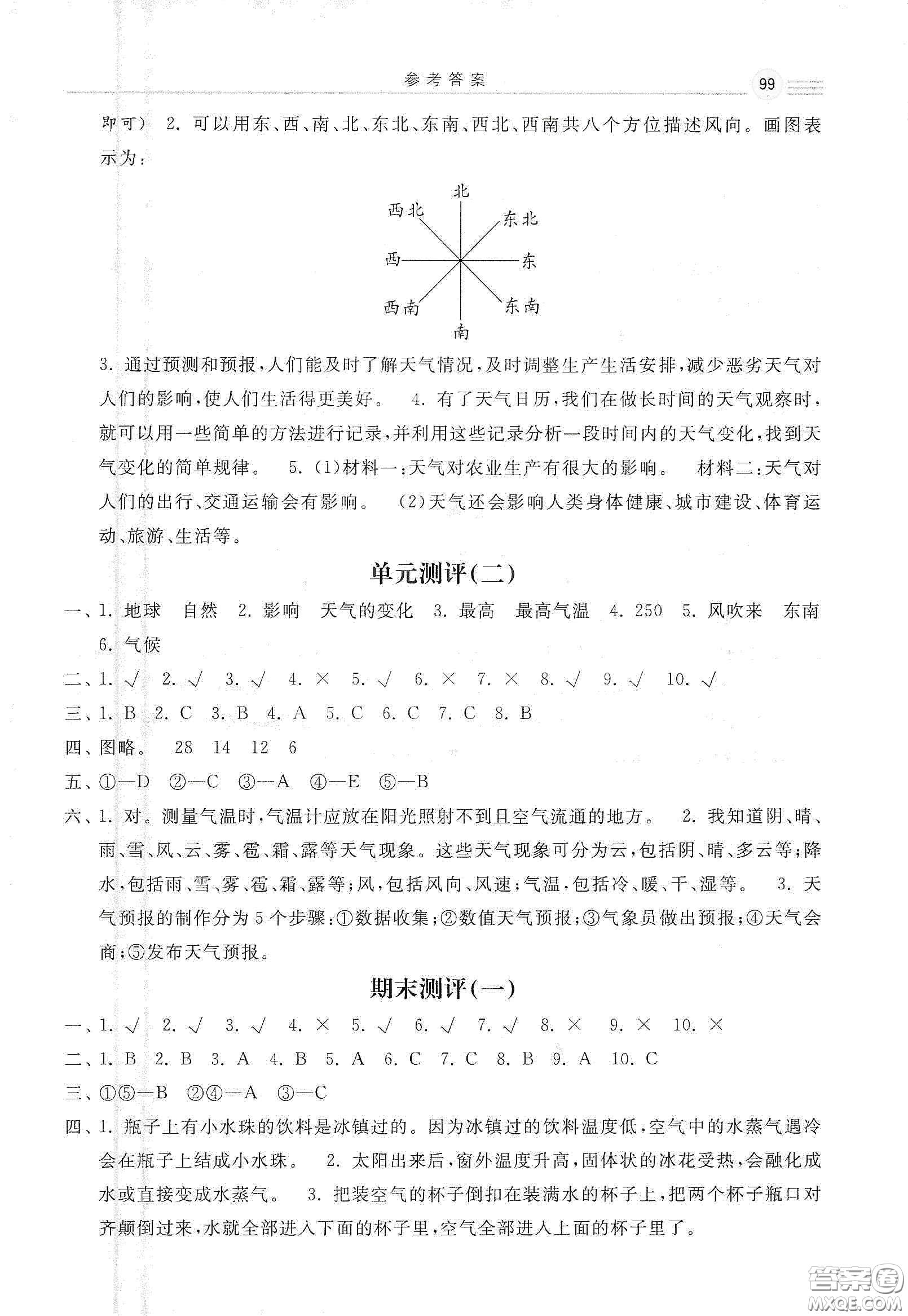 河北美術出版社2020秋課時練同步測評三年級科學上冊教科版答案