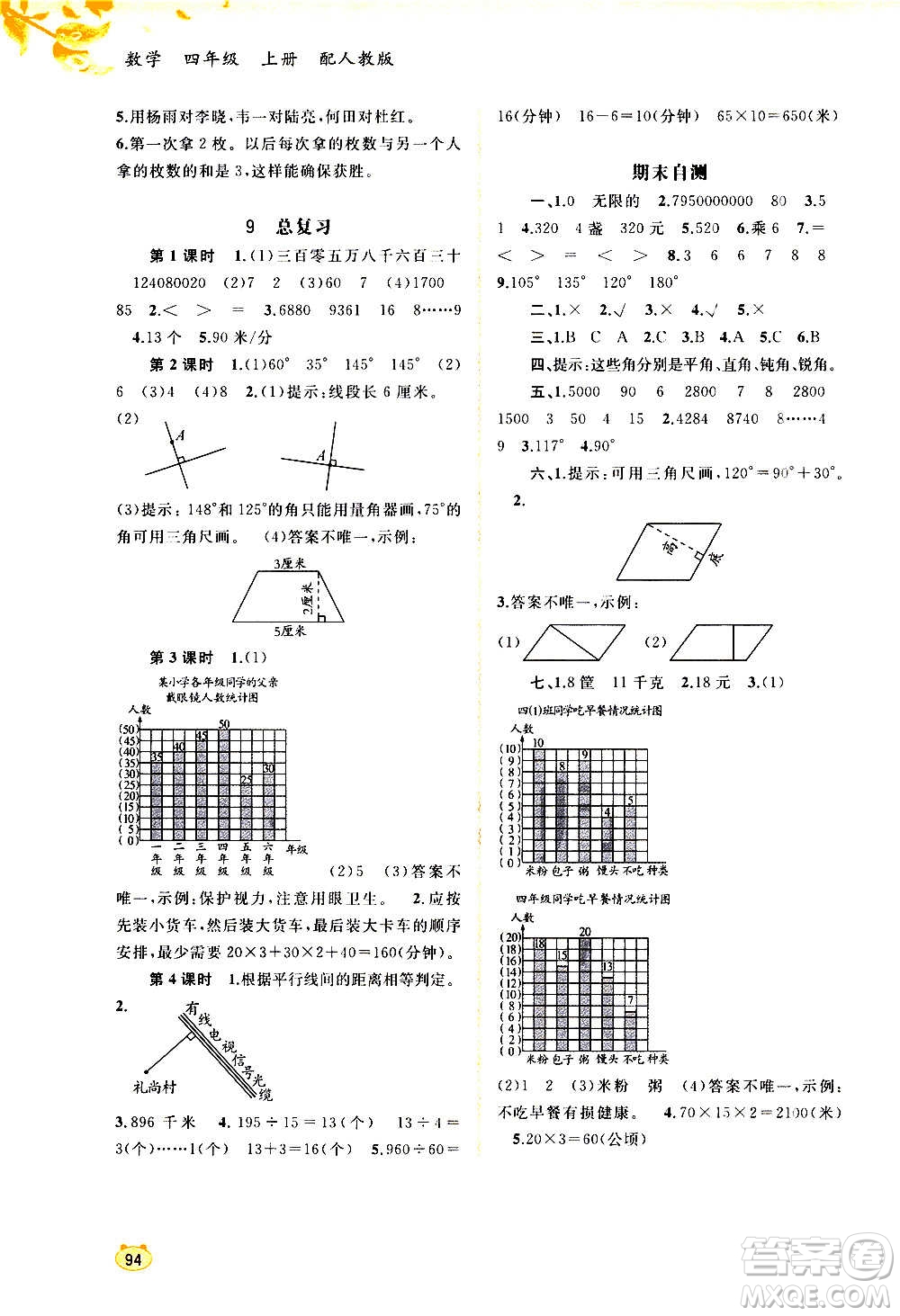 廣西教育出版社2020小學(xué)新課程學(xué)習(xí)與測(cè)評(píng)同步學(xué)習(xí)數(shù)學(xué)四年級(jí)上冊(cè)人教版答案