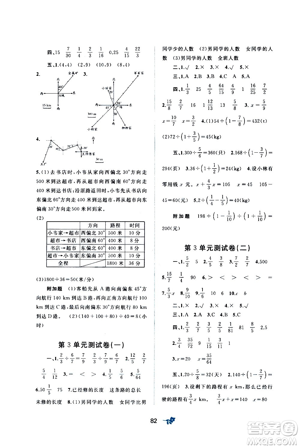 廣西教育出版社2020小學(xué)新課程學(xué)習(xí)與測評單元雙測數(shù)學(xué)六年級上冊A版答案