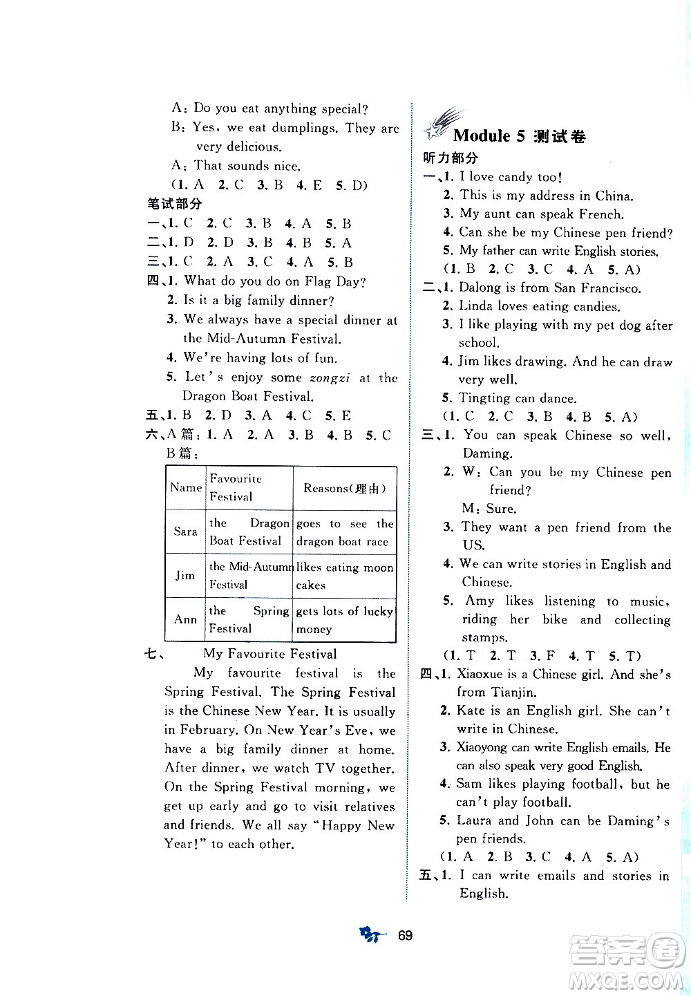 廣西教育出版社2020小學(xué)新課程學(xué)習(xí)與測評單元雙測英語六年級上冊B版答案