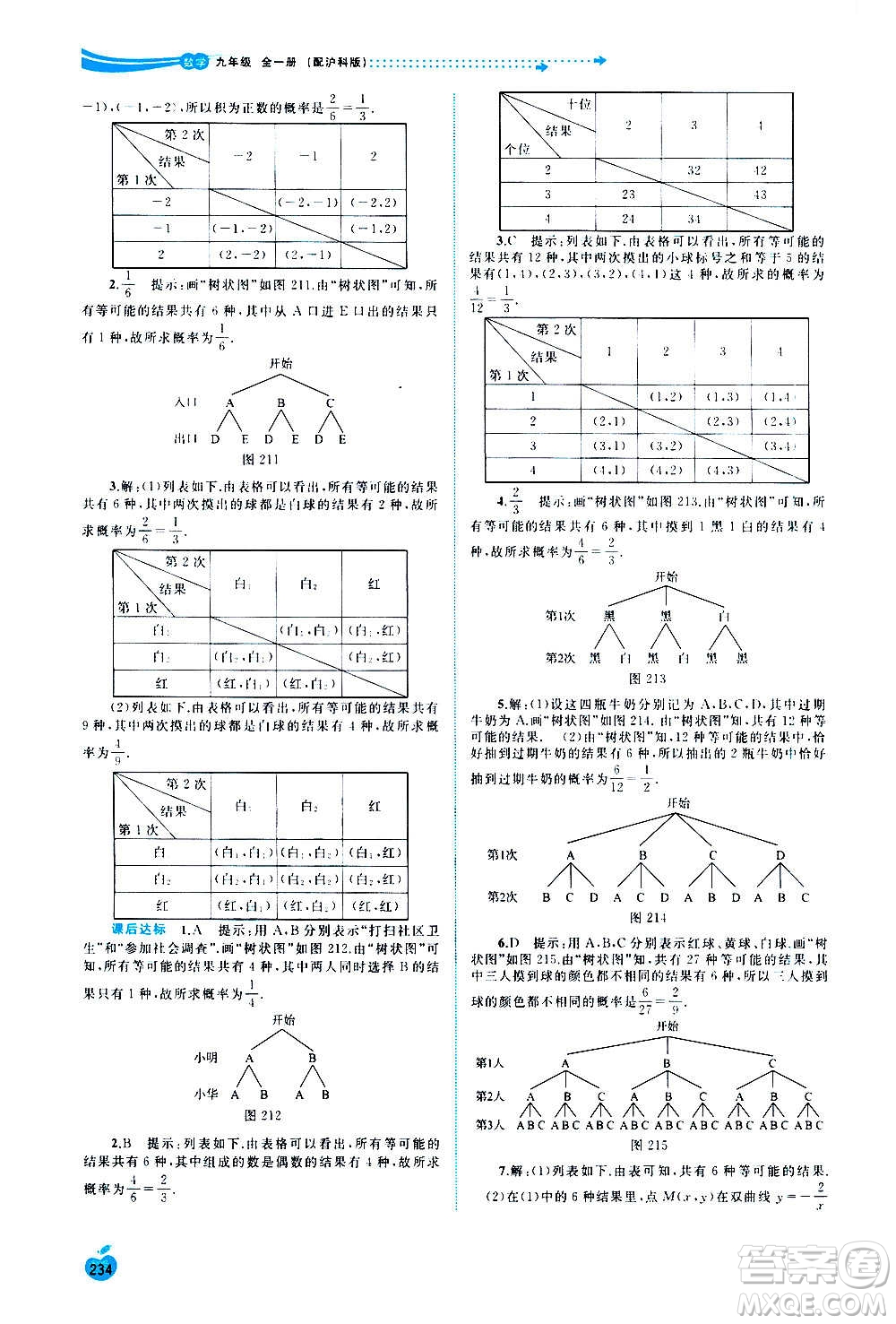 廣西教育出版社2020新課程學(xué)習(xí)與測(cè)評(píng)同步學(xué)習(xí)數(shù)學(xué)九年級(jí)全一冊(cè)滬科版答案