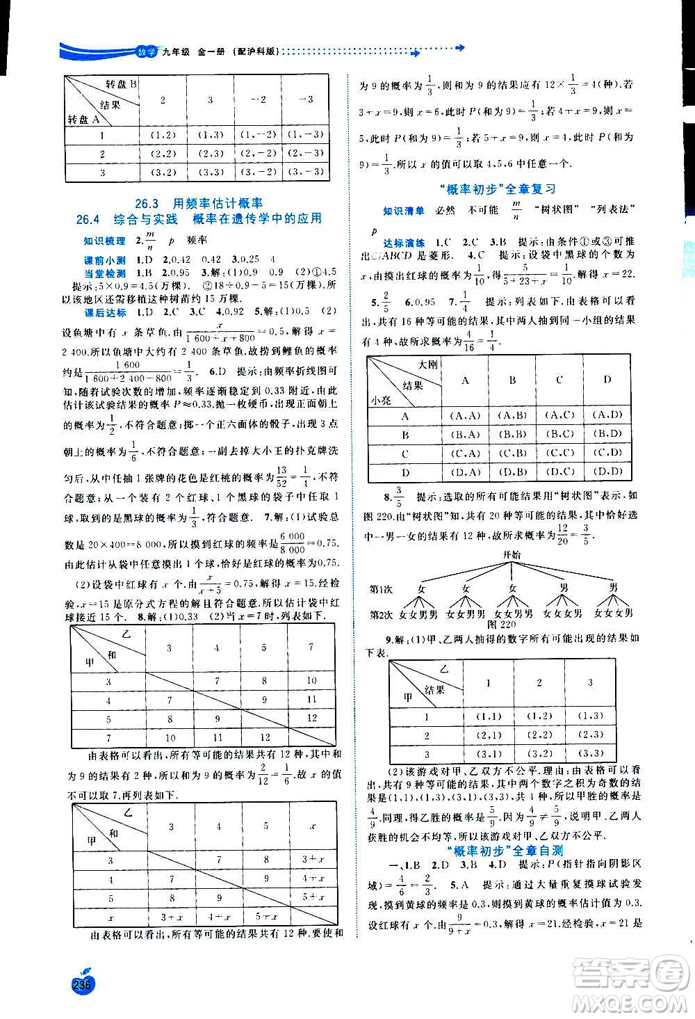 廣西教育出版社2020新課程學(xué)習(xí)與測(cè)評(píng)同步學(xué)習(xí)數(shù)學(xué)九年級(jí)全一冊(cè)滬科版答案