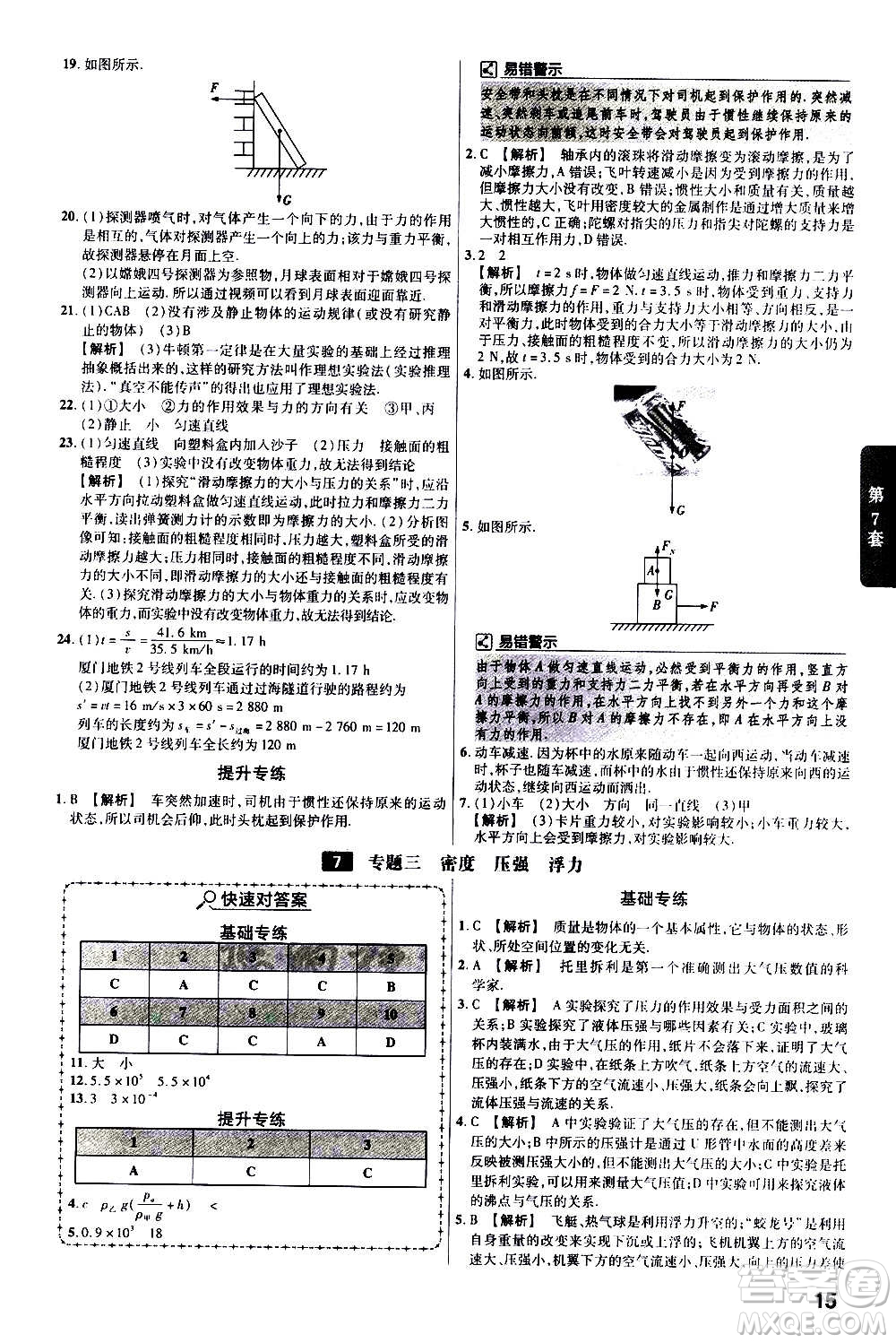 金考卷特快專遞2021版福建中考45套匯編物理答案