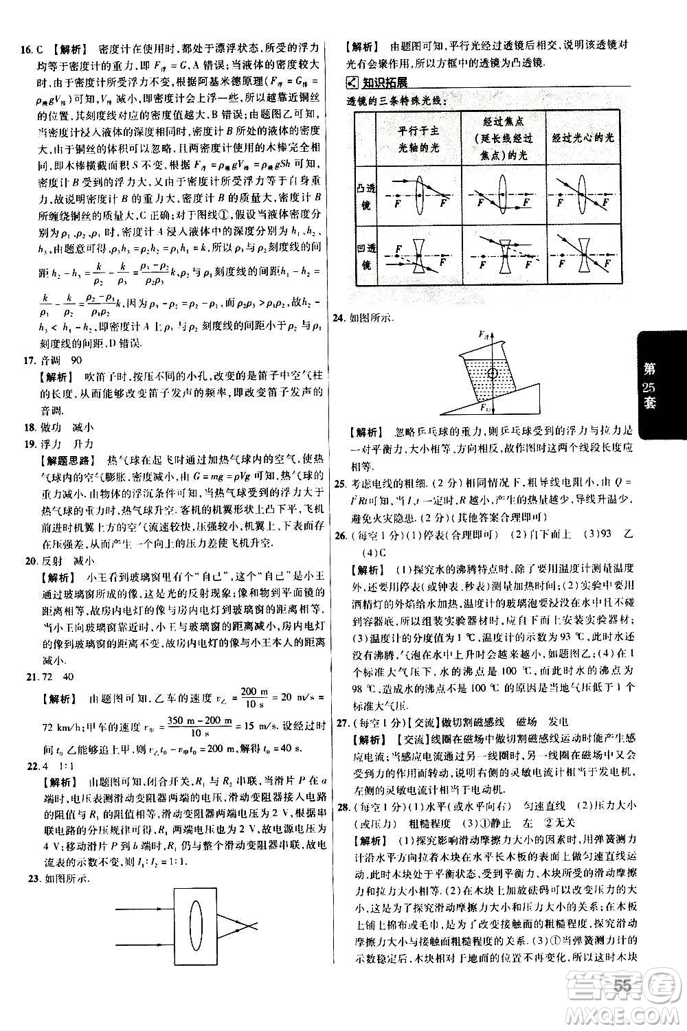 金考卷特快專遞2021版福建中考45套匯編物理答案