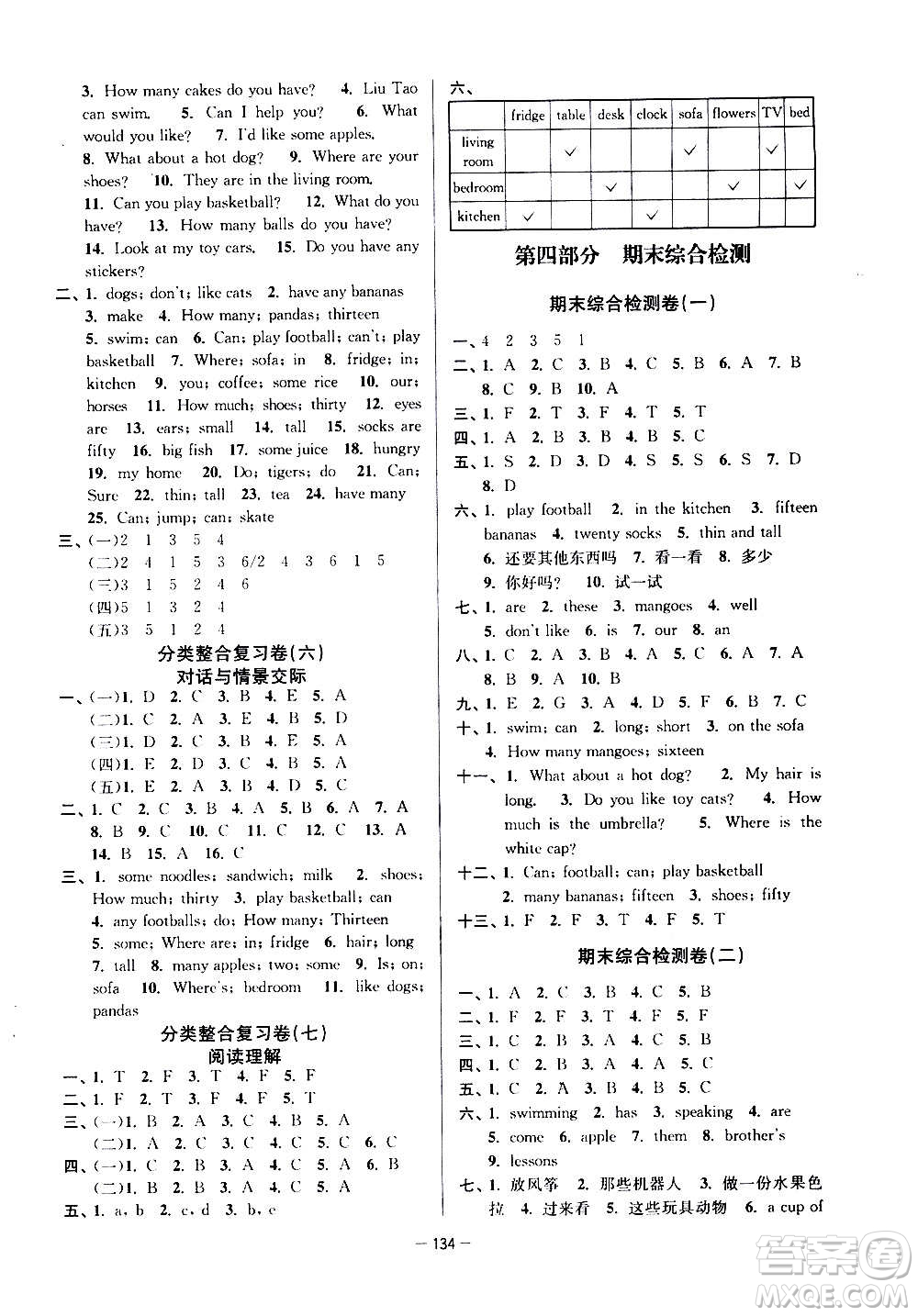 延邊大學出版社2020江蘇好卷英語四年級上冊譯林版答案