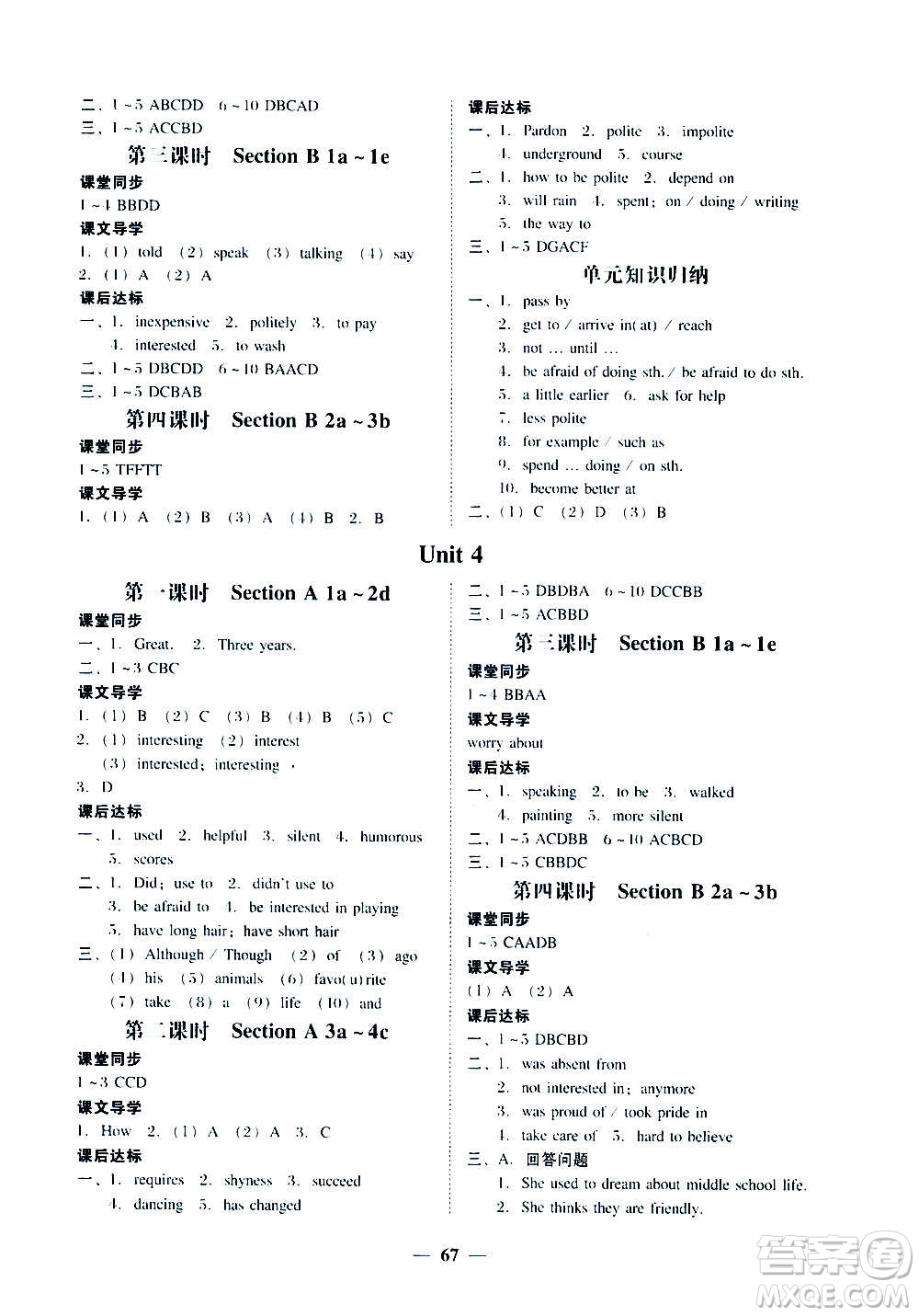 廣東經(jīng)濟(jì)出版社2020年百分導(dǎo)學(xué)英語九年級全一冊人教版答案