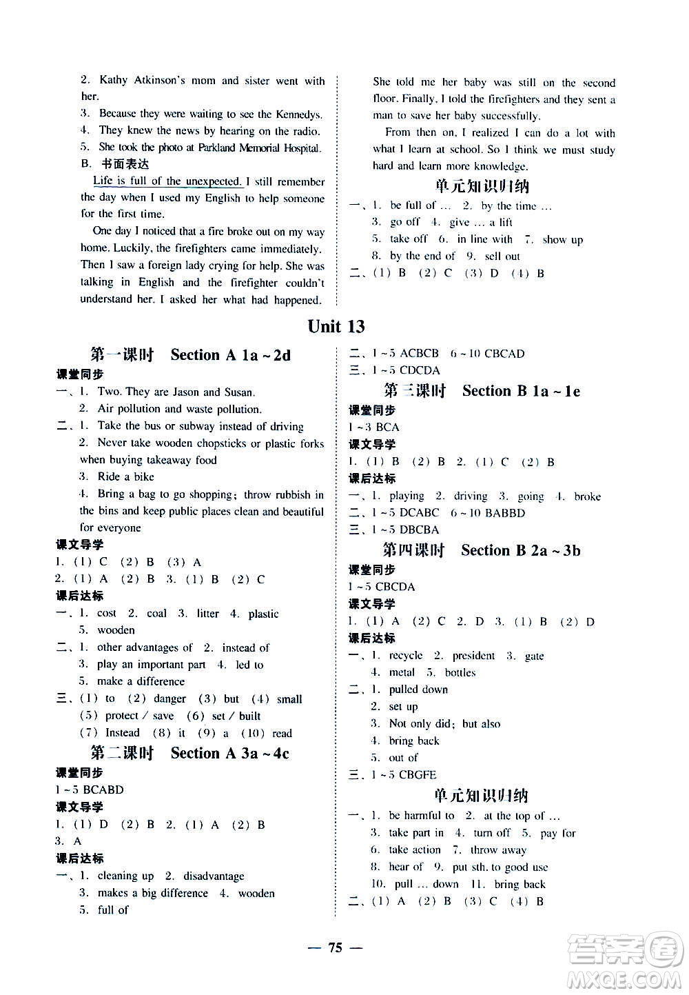 廣東經(jīng)濟(jì)出版社2020年百分導(dǎo)學(xué)英語九年級全一冊人教版答案