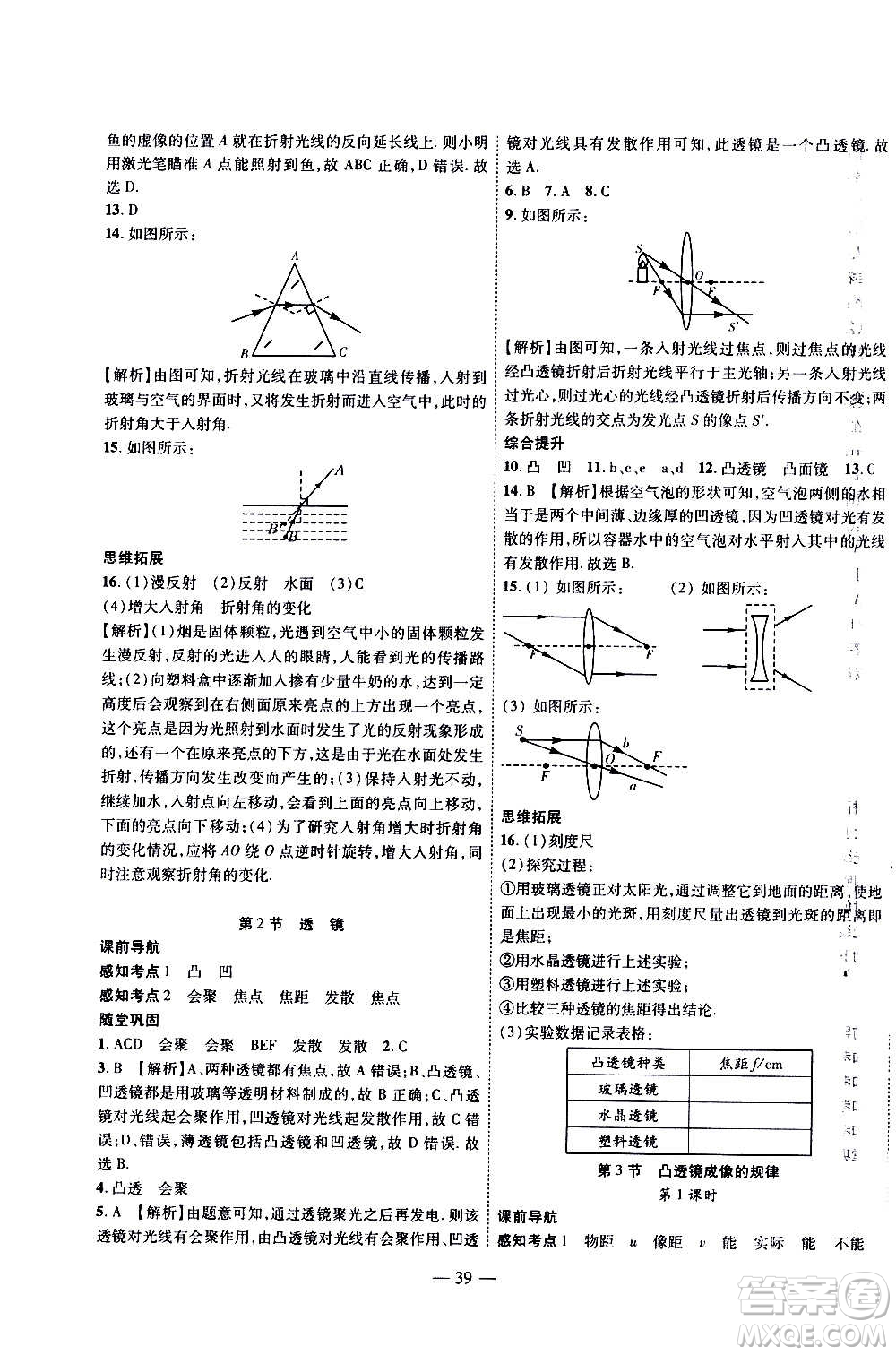 2020年新課程成長(zhǎng)資源課時(shí)精練物理八年級(jí)上冊(cè)蘇科版答案