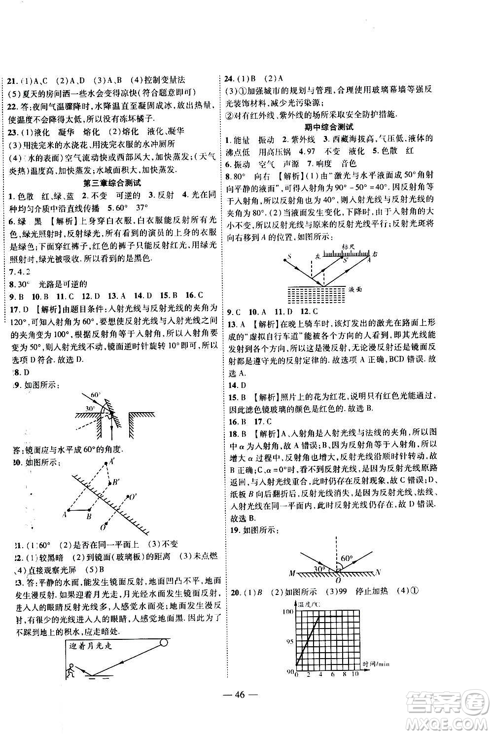 2020年新課程成長(zhǎng)資源課時(shí)精練物理八年級(jí)上冊(cè)蘇科版答案