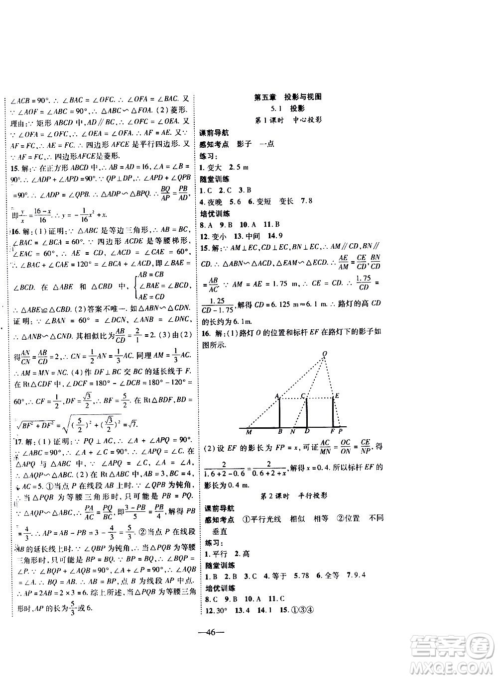 2020年新課程成長資源課時精練數(shù)學九年級上冊北師大版答案