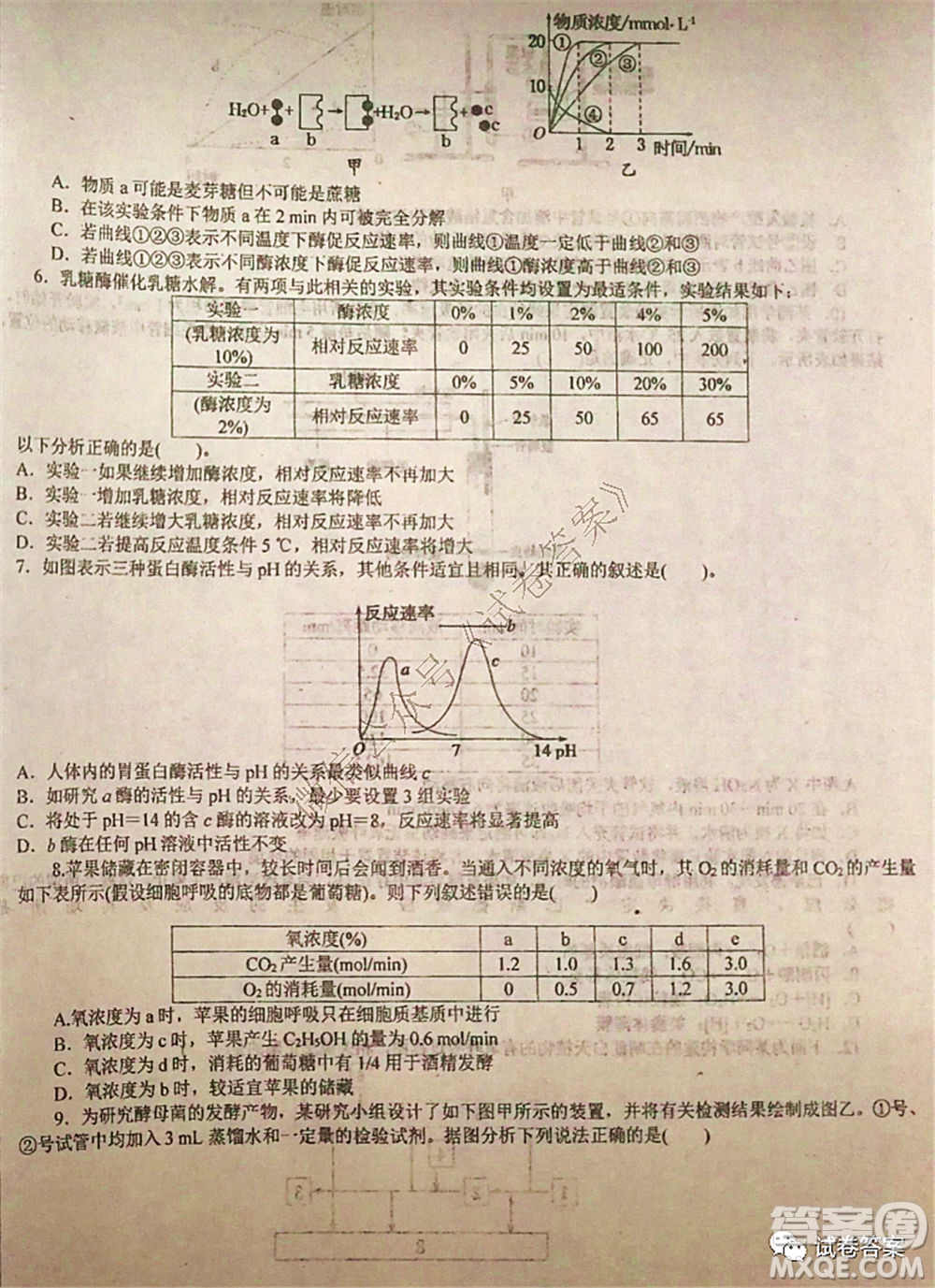 2021屆毛坦廠期中考試應屆生物試題及答案