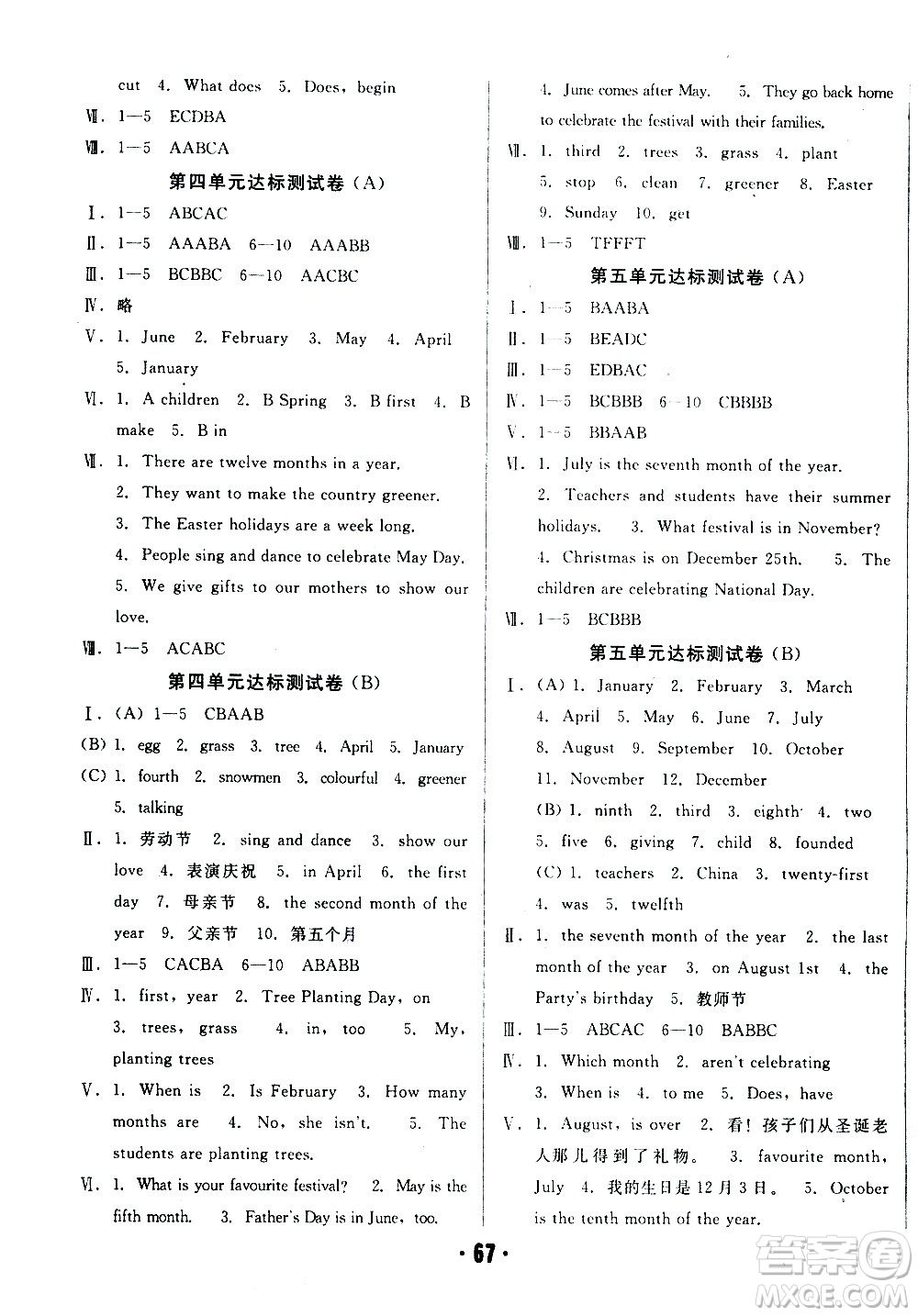 2020全程考評(píng)一卷通英語(yǔ)六年級(jí)上冊(cè)RJ精通版答案