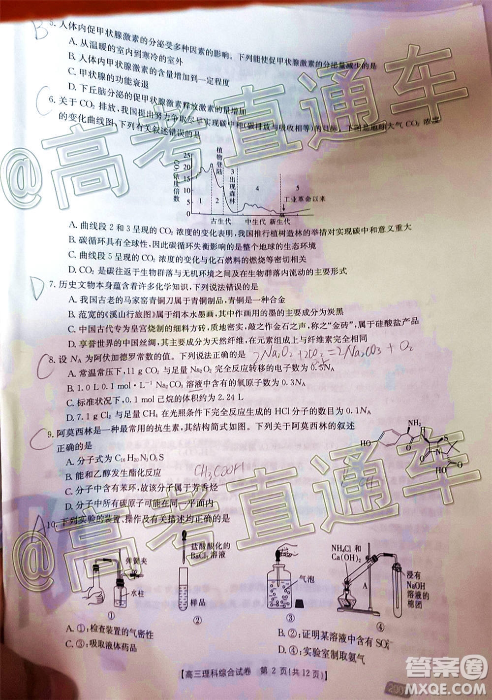 2021屆西南四省高三金太陽聯(lián)考理科綜合試題及答案