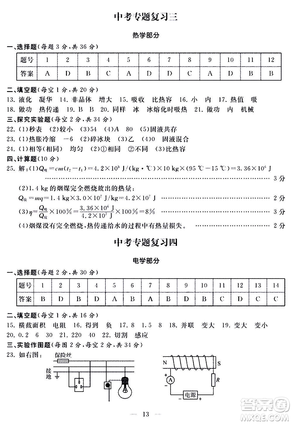 山東科學技術(shù)出版社2020單元檢測卷物理九年級全一冊人教版答案