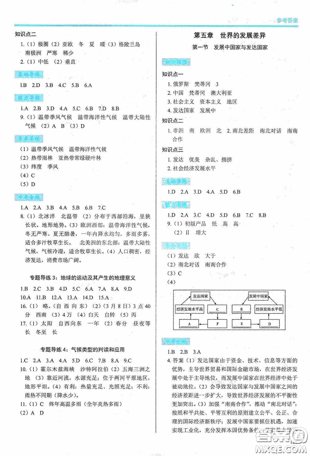 河南大學(xué)出版社2020學(xué)習(xí)檢測練習(xí)冊七年級地理上冊湘教版答案